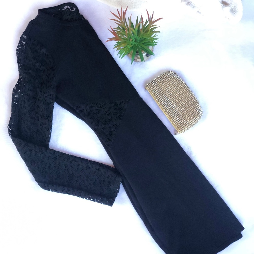 Black lace form fitted dress. Nice thick material